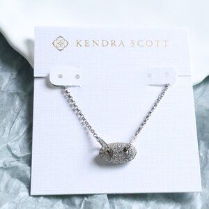 💕 Kendra Scott Bailey White CZ Pave Necklace Silver